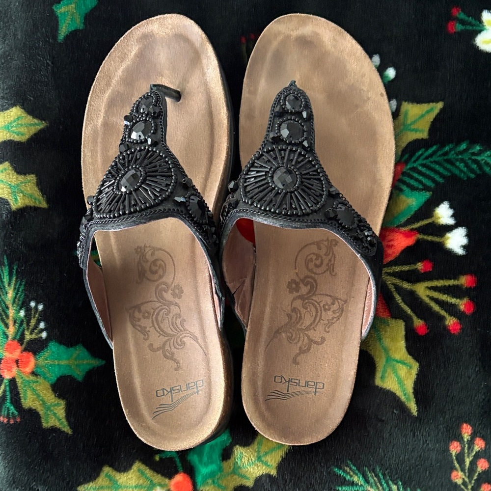 Dansko Black Embellished Sandals